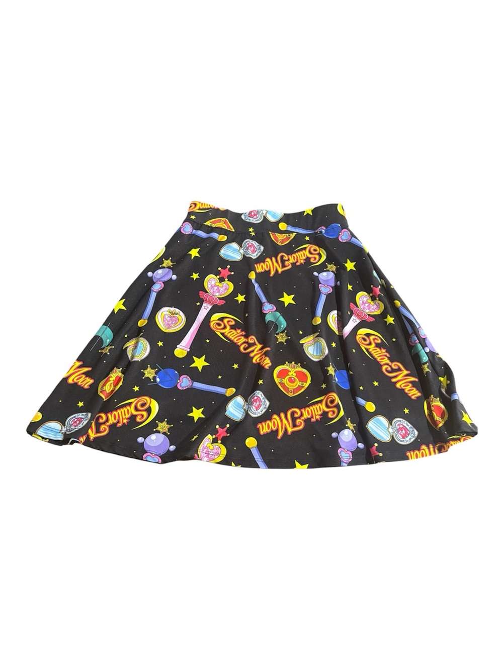 Sailor Moon Black Graphic Circle Skirt with Colorful Motifs
